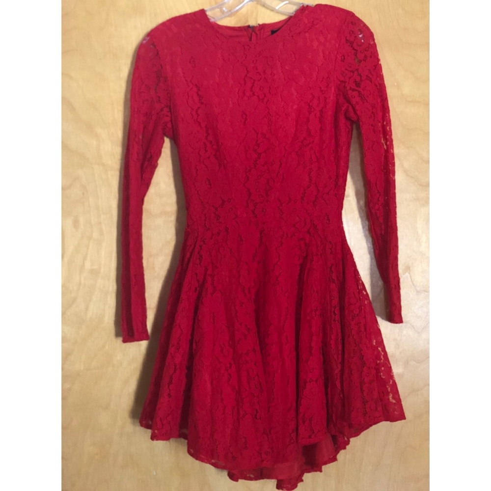 Crimson Red Lace Mini Dress